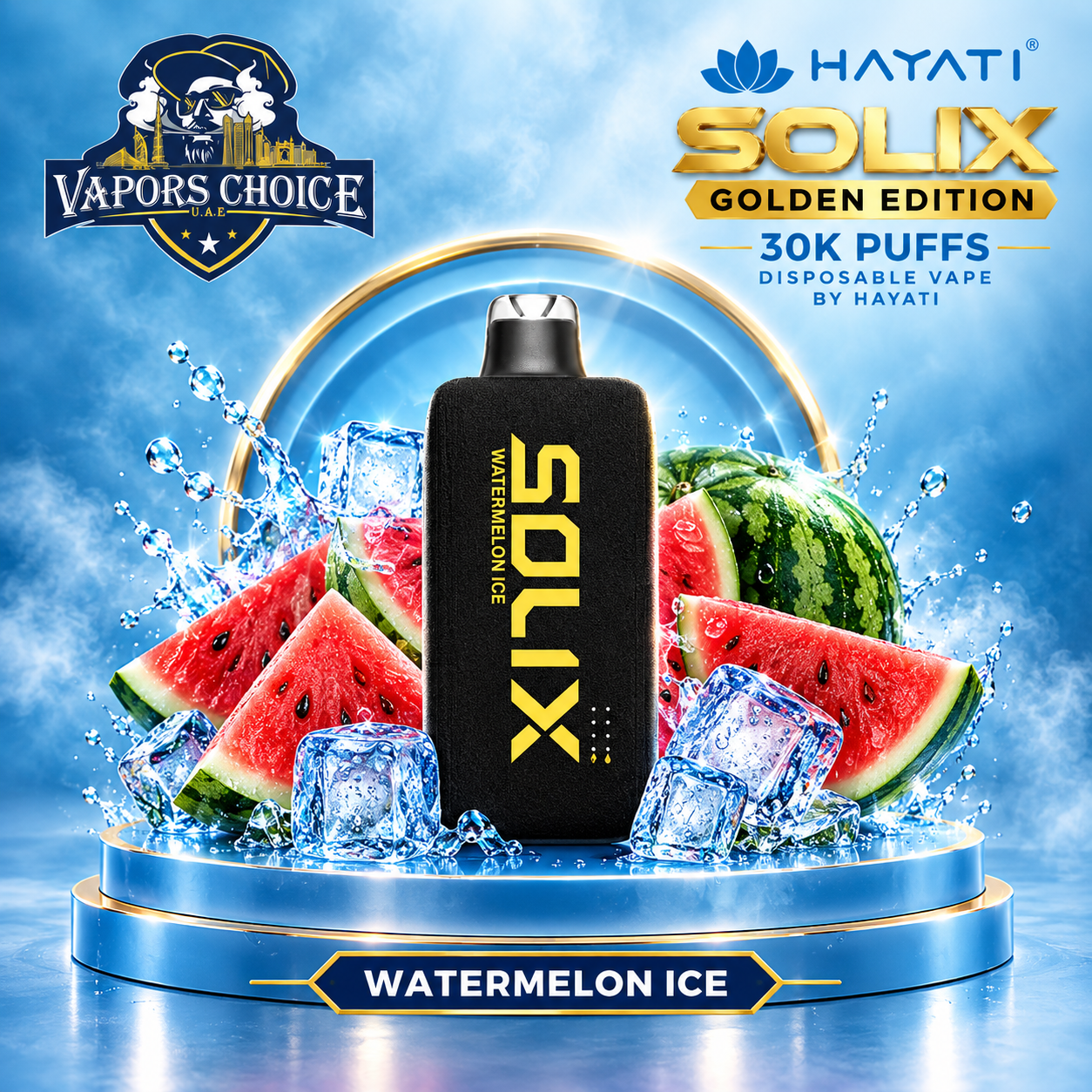SOLIX Golden Edition 30K Puffs Disposable Vape By Hayati 20mg & Watermelon Ice & UAE & Dubai