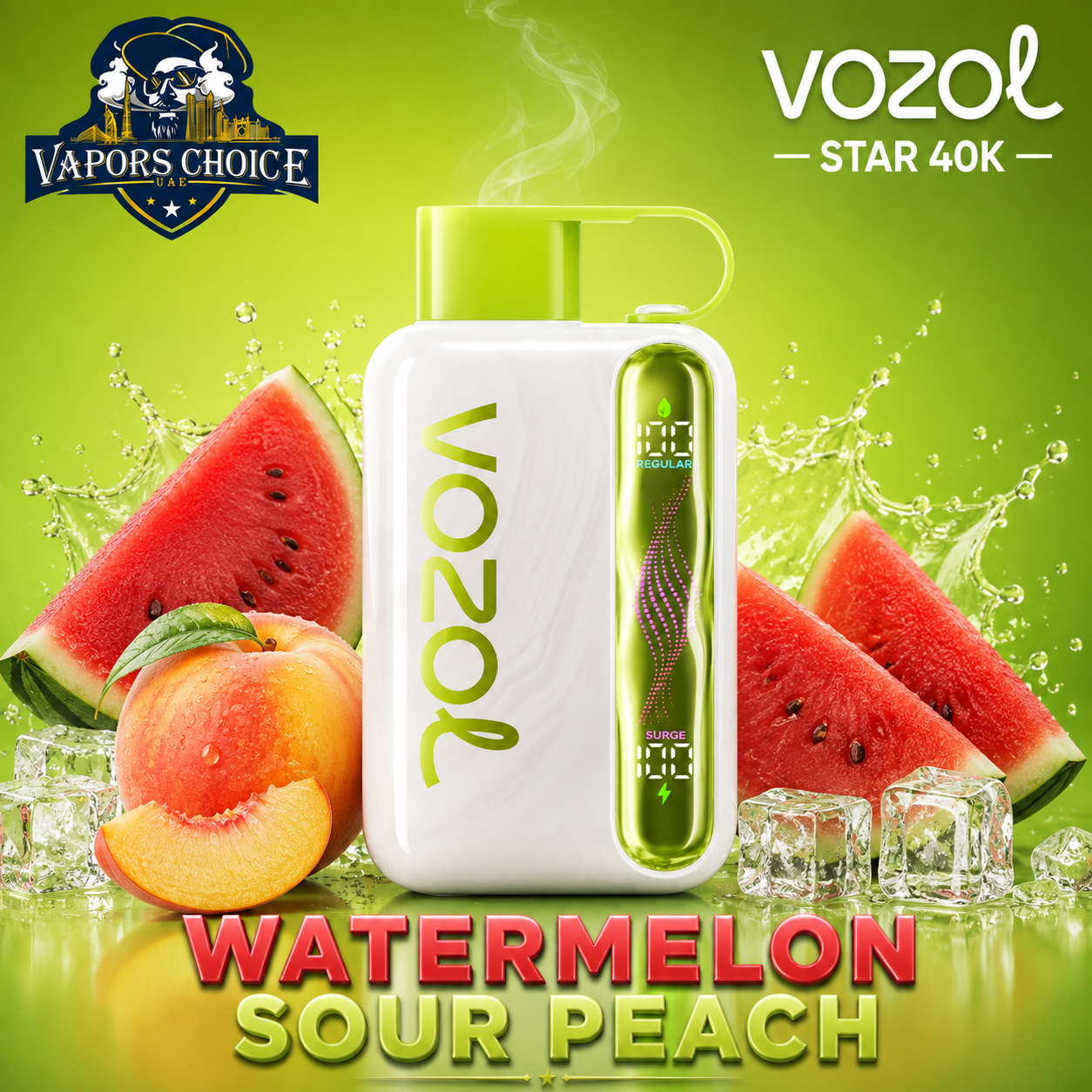VOZOL STAR 40K Disposable Vape -Dual Power Mode & Watermelon Sour Peach & UAE & Fujairah