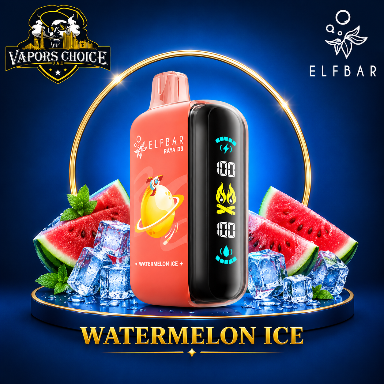 ELFBAR RAYA D3  25000 puffs -25K- Puffs 50mg Disposable Vape & Watermelon Ice & Ajman