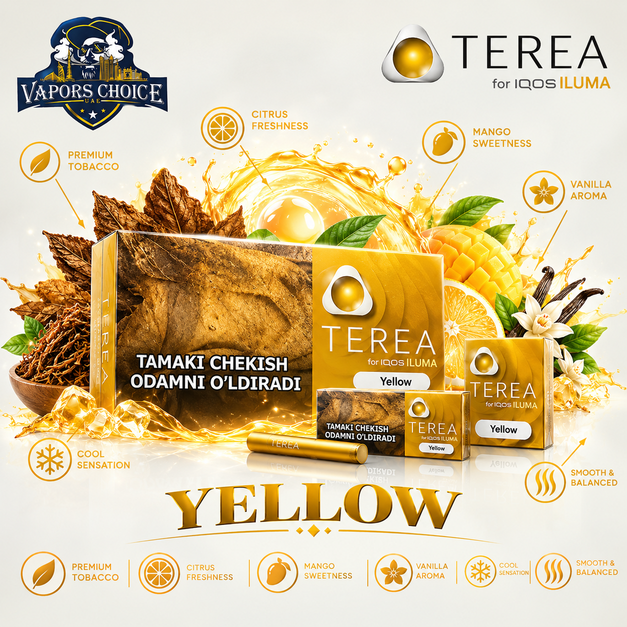 IQOS TEREA Sticks Uzbekistan (10 Packs) & Yellow & UAE & Ajman
