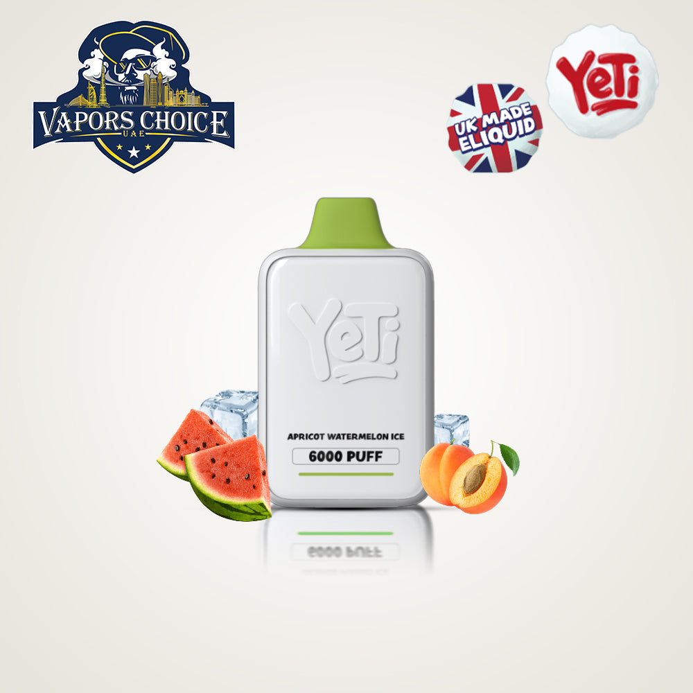 Yeti Ice Cube (20mg) 6000 PUFFS - DISPOSABLE VAPE Apricot Watermelon Ice