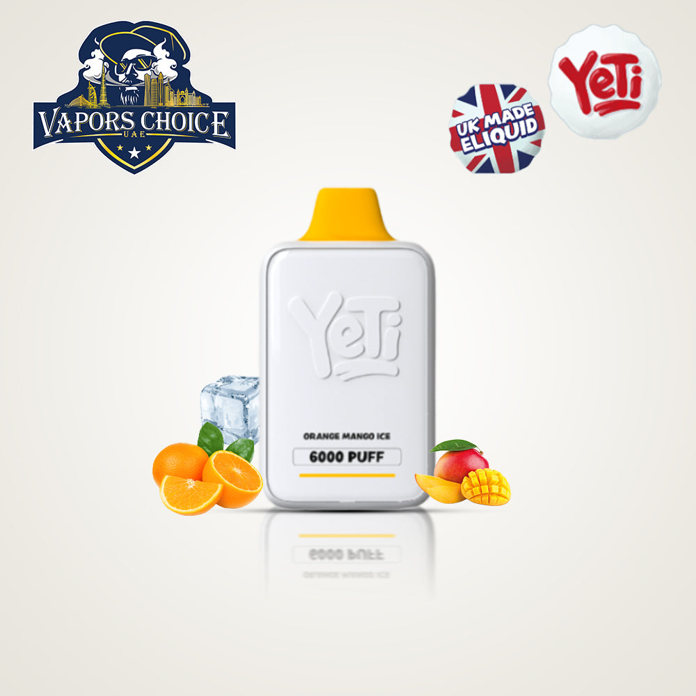 Yeti Ice Cube (20mg) 6000 PUFFS - DISPOSABLE VAPE Orange Mango Ice UAE Fujairah