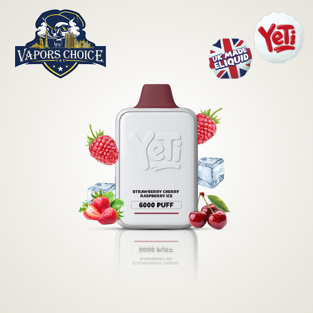 Yeti Ice Cube (20mg) 6000 PUFFS - DISPOSABLE VAPE Strawberry Cherry Raspberry Ice UAE Ras Al Khaimah