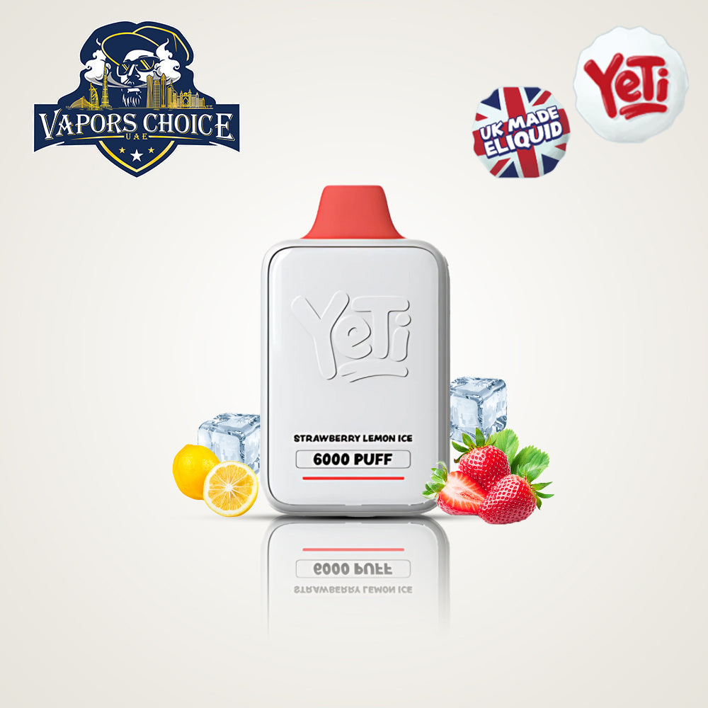 Yeti Ice Cube (20mg) 6000 PUFFS - DISPOSABLE VAPE Strawberry Lemon Ice UAE Abu Dhabi