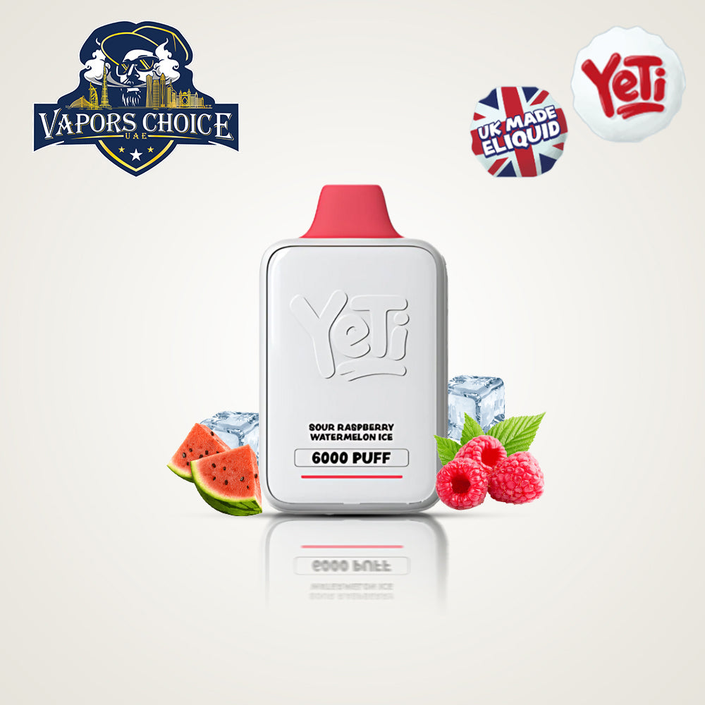 Yeti Ice Cube (20mg) 6000 PUFFS - DISPOSABLE VAPE Sour Raspberry Watermelon Ice UAE Abu Dhabi