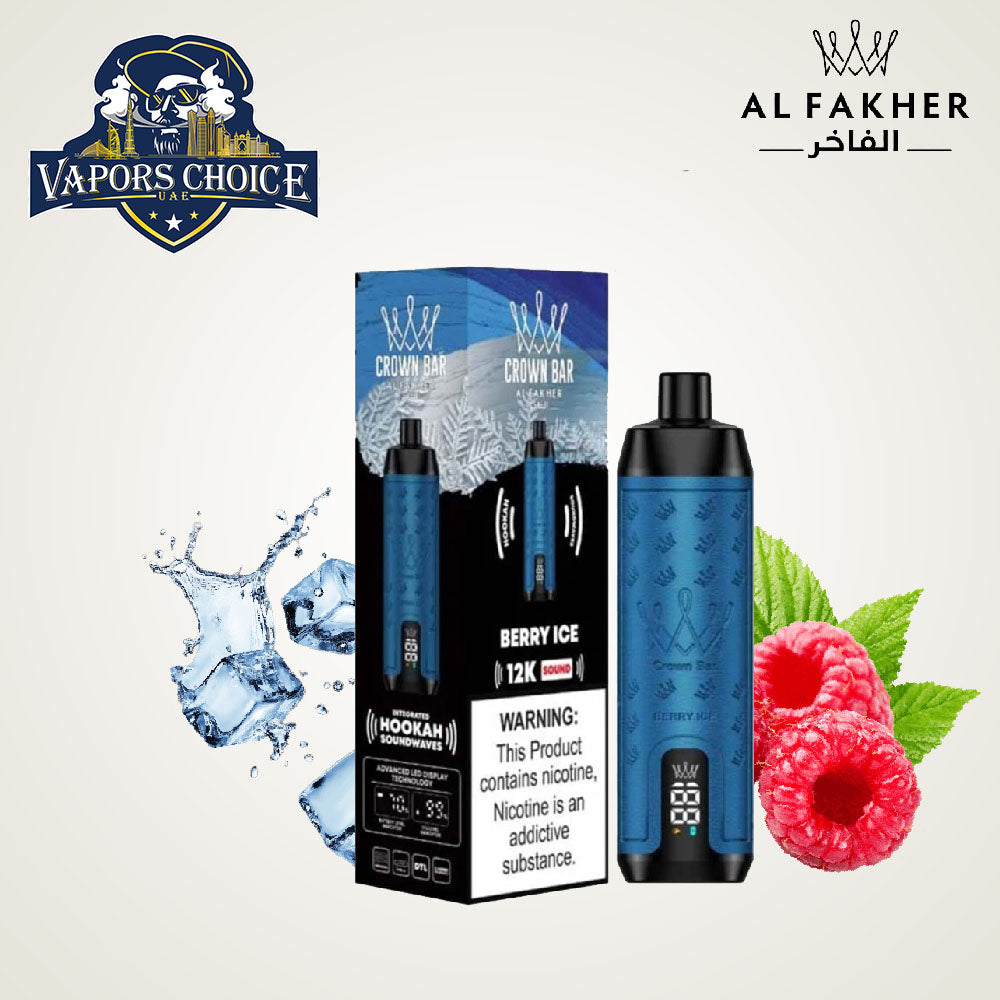 Al Fakher Crown Bar Sound (5mg) 12000 Puffs DLT Shisha Disposable Vape Berry Ice UAE Abu Dhabi 