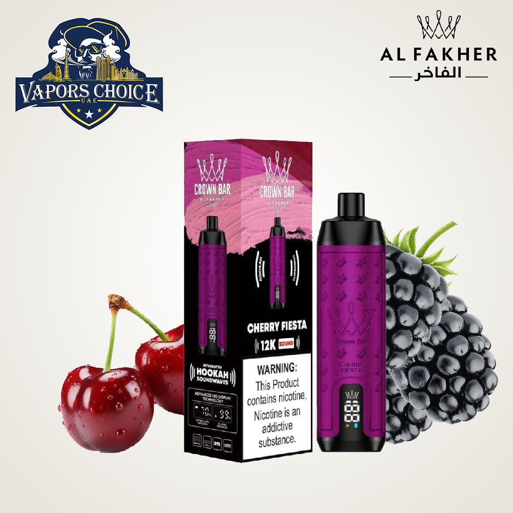 Al Fakher Crown Bar Sound (5mg) 12000 Puffs DLT Shisha Disposable Vape Cherry Fiesta UAE Dubai & Al Sharjah