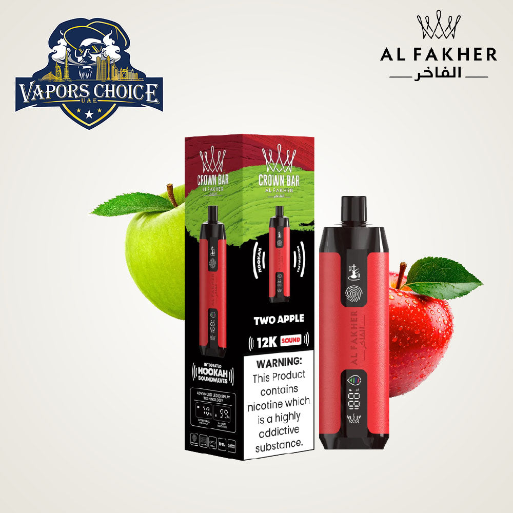 Al Fakher Crown Bar Sound (5mg) 12000 Puffs DLT Shisha Disposable Vape Tow Apple UAE Abu Dhabi & Al Ain