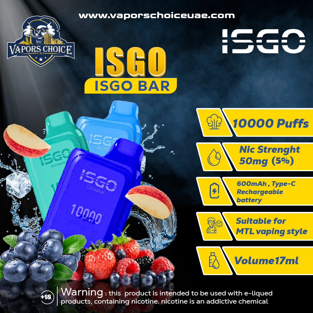 ISGO BAR 10,000 PUFFS 50mg ISGO DISPOSABLE VAPE Dubai UAE